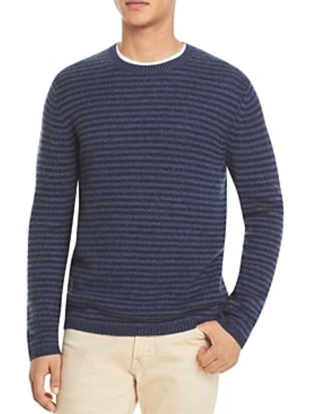 Vince Blue and Navy Stripe Cashmere Crew Neck Pullover Sweater Size S